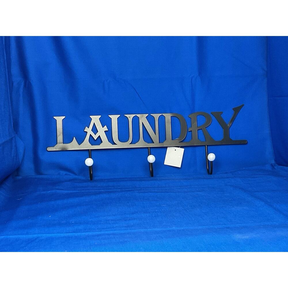 Decorative Laundry Wall Hook - Black Metal with White Ball Accents